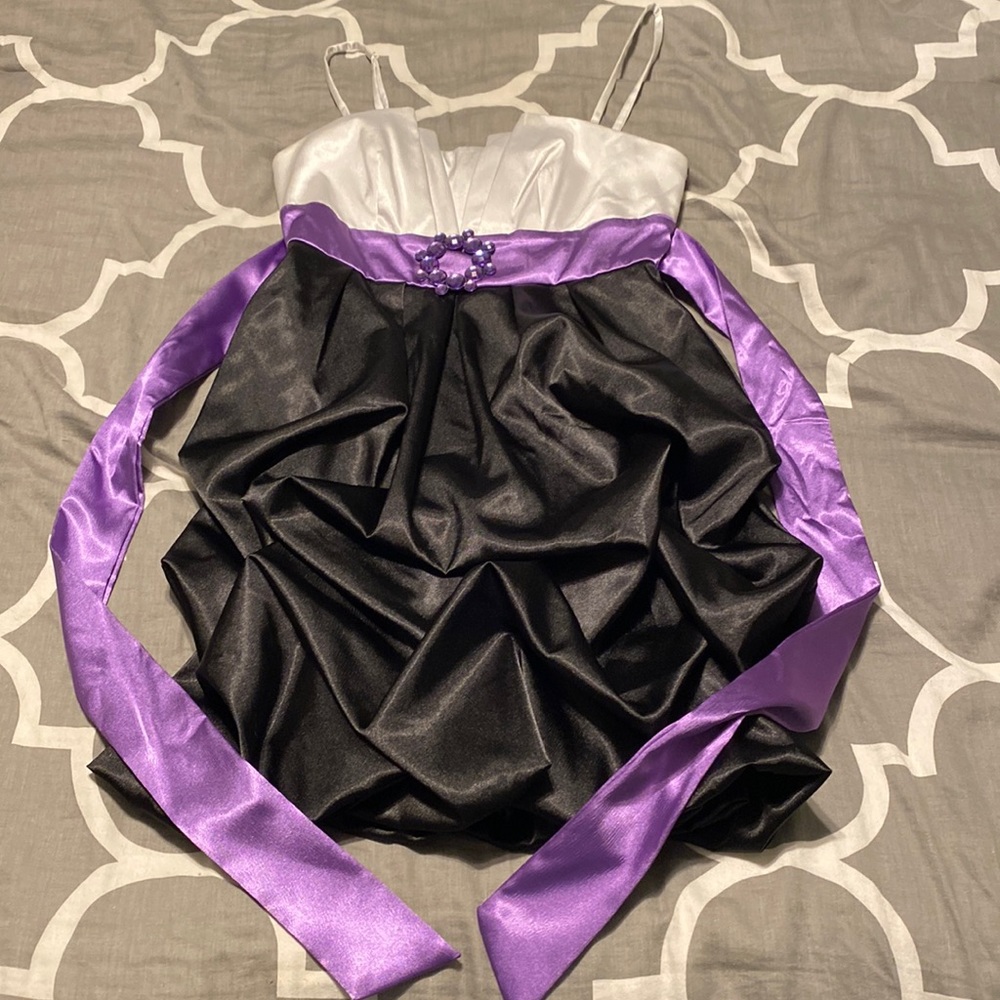 Size 3 Black White and Purple Dress, only worn once